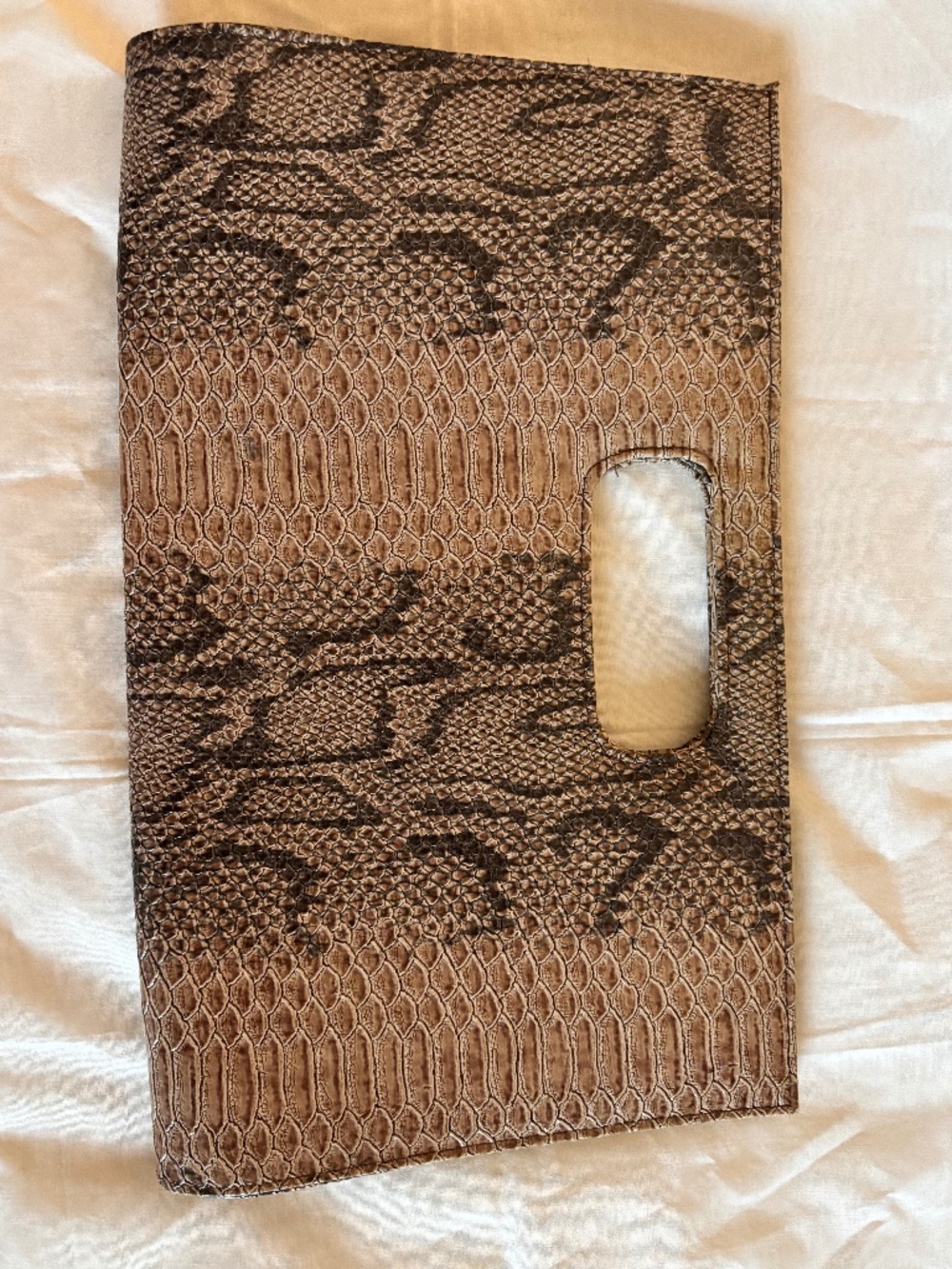 Oversized Faux Python Envelope Clutch - immaculate outer & inner - vintage